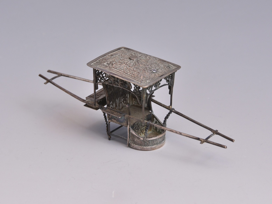 銀製 ミニュチュア駕籠 重量19g Silver 銀細工 細密製作 金属工芸 y0963拍卖