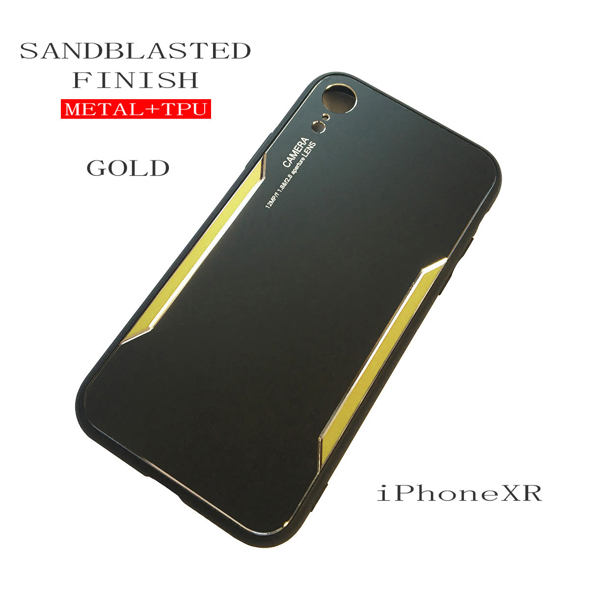 iPhone XR メタル+TPU ゴールド 耐衝撃 指紋抑制 CNC加工 アイフォンXRケース 送料無料拍卖