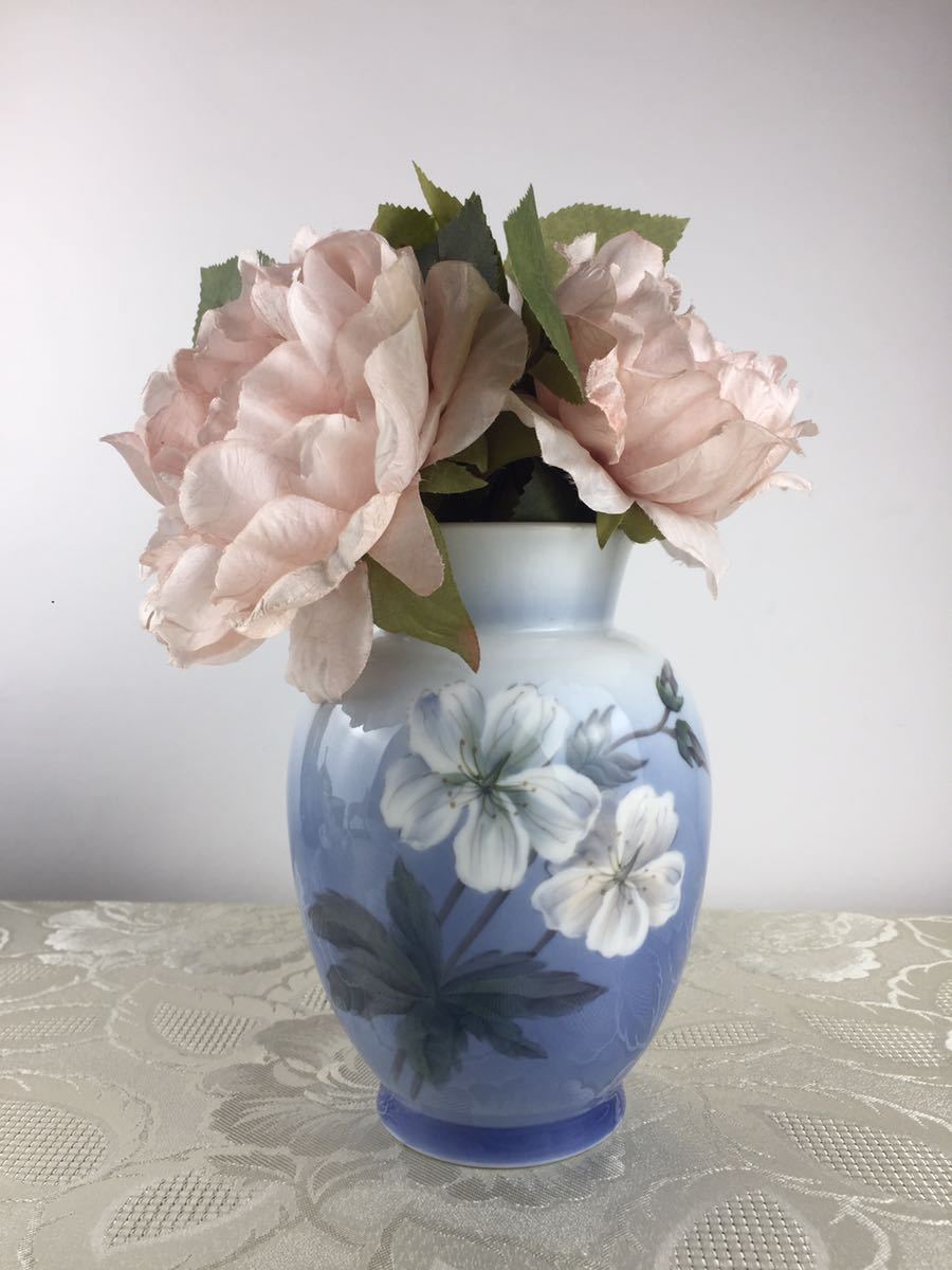 デンマーク★ロイヤルコペンハーゲン ブルーアンドホワイト フラワーベース 花瓶拍卖