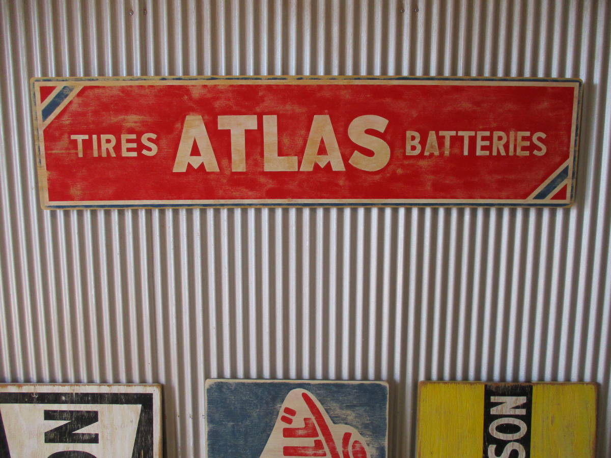 インテリア木製看板 検)ATLASTIREFIRESTONEタイヤGOODYEARピレリアメ車ガレージカスタムハーレーUSA40s50s60s70s拍卖