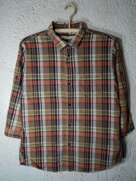 to5923 GLOBAL WORK グローバル ワーク 7分袖 チェック デザイン シャツ 腕まくりボタン付き 人気 送料格安拍卖