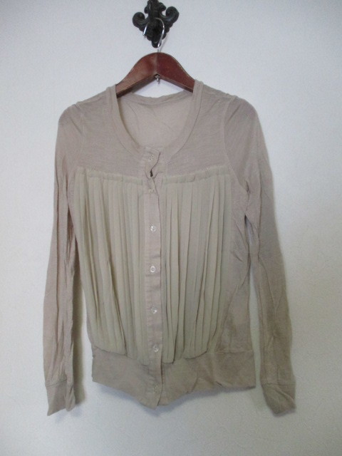 MATIERES ベージュ異素材プリーツカーディガン(USED)20323②拍卖