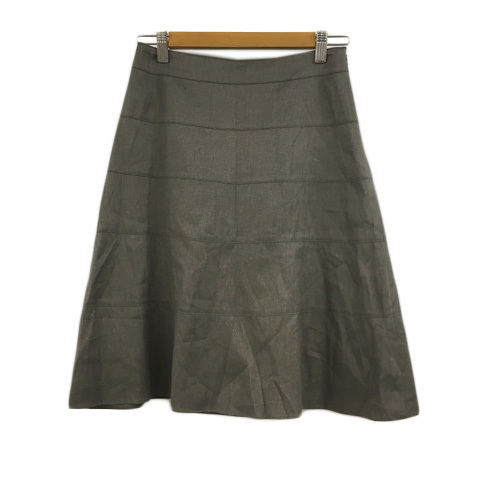 ナチュラルビューティー NATURAL BEAUTY スカート フレア 膝丈 ラメ 無地 38 グレー ベージュ レディース拍卖