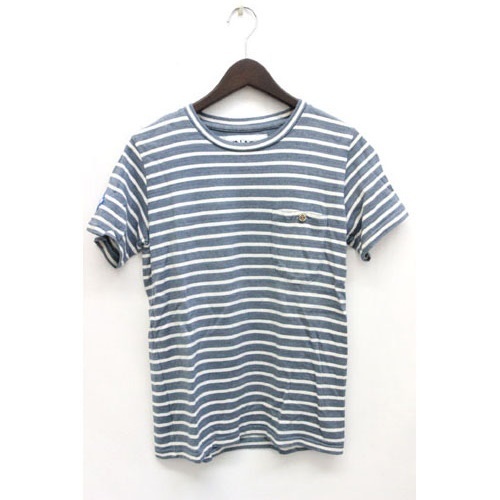 ソルカ SOLCA Tシャツ カットソー ポケT ボーダー 柄 半袖 XS 青 ブルー /Z メンズ拍卖