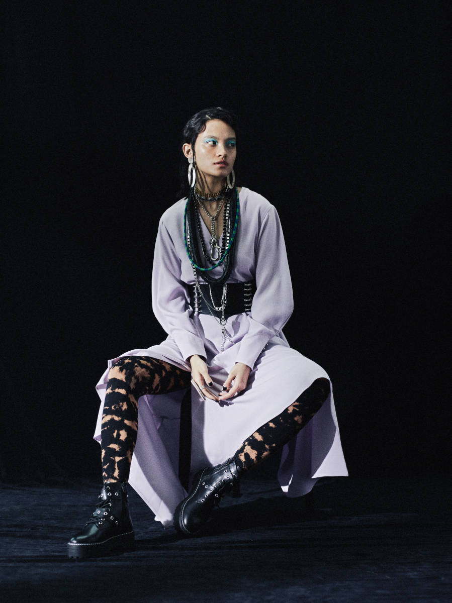 【新品・パープル・M】RELDI HANDKERCHIEF HEM DRESS レルディ ハンカチーフ ヘム ドレス 日本製 アシンメトリー フィッシュテール拍卖