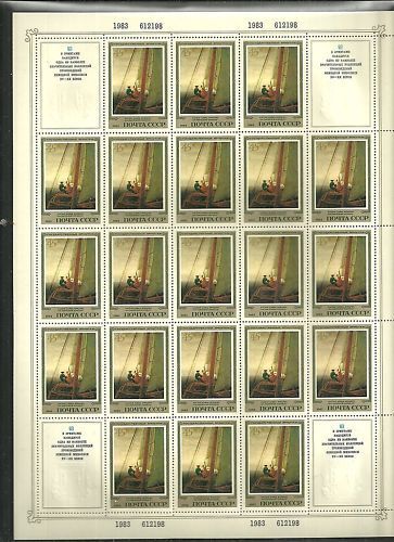 ソ連切手『名画』G 25枚大シート拍卖