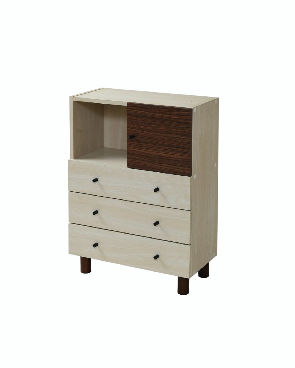 Two-tone マルチチェスト 衣類 収納 ナチュラル×ダークブラウン拍卖