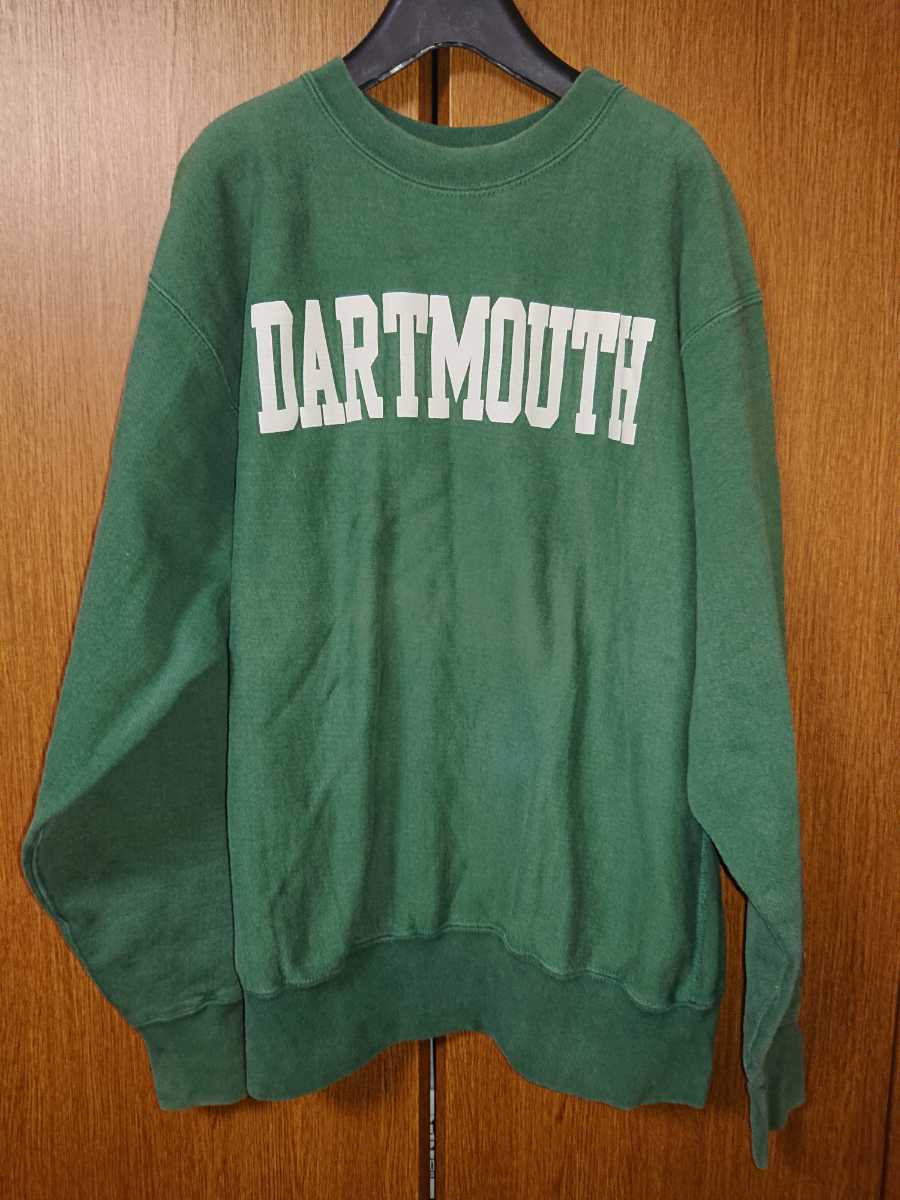 90s USA製 リバースウィーブ型スウェット dartmouth ダートマス the cotton exchange グリーン XL チャンピオン拍卖