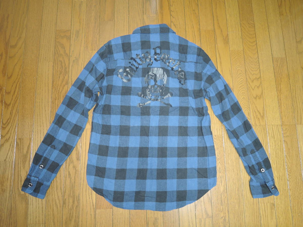 WACKO MARIA ワコマリア ブロック チェックシャツ M 青黒系 背ロゴ スカル 胸ロゴ Guilty Parties / 長袖シャツ拍卖