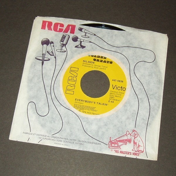 NILSSON Everybody's Talkin' カナダ盤シングル再発 黄レーベル拍卖