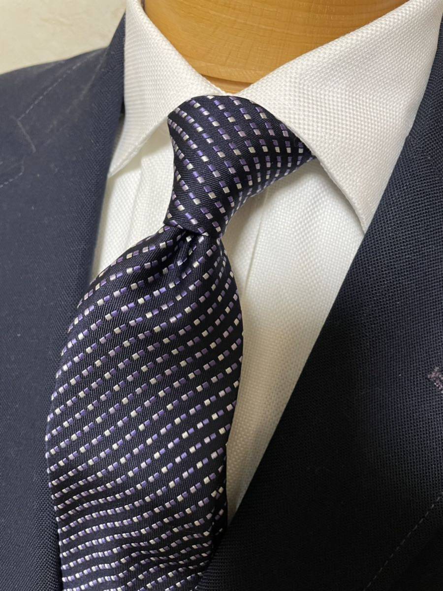 【美品】CHAPS ジャガードタイ ネイビー基調 大剣約9cm 日本製 ラルフローレン ネクタイ拍卖