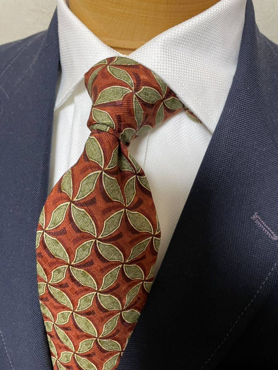 【美品】Ermenegildo Zegna エルメネジルド ゼニア イタリア製オールド ネクタイ テラコッタ 高級拍卖