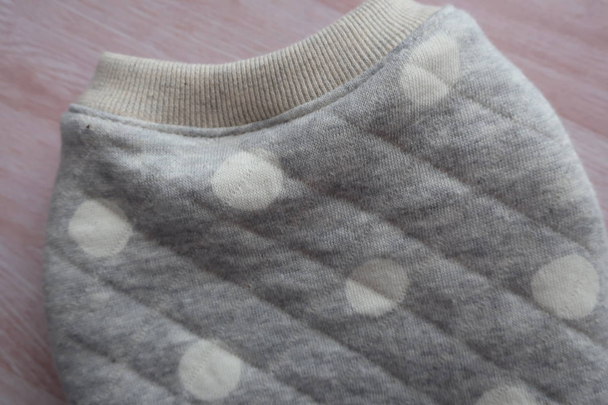 【SS】秋冬キルトニット 水玉×グレー 小型犬犬服ドッグウエアハンドメイド拍卖