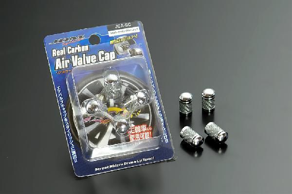JDMリアルカーボンエアバルブキャップ4個セット シルバーカーボン・クロームトップ【JCA-SC】拍卖