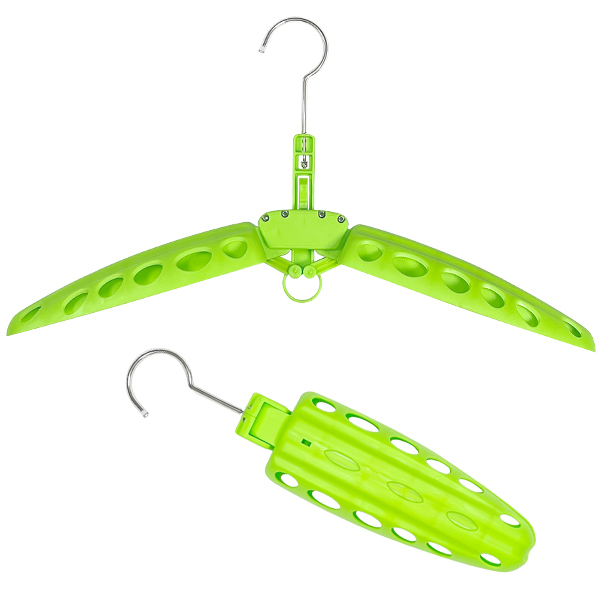 速乾★折り畳み式 開閉式ウェットハンガー 幅広ウイングハンガー型崩れ/肩抜け防止 サーフィン グリーン緑 ノンジップ ネックエントリー拍卖