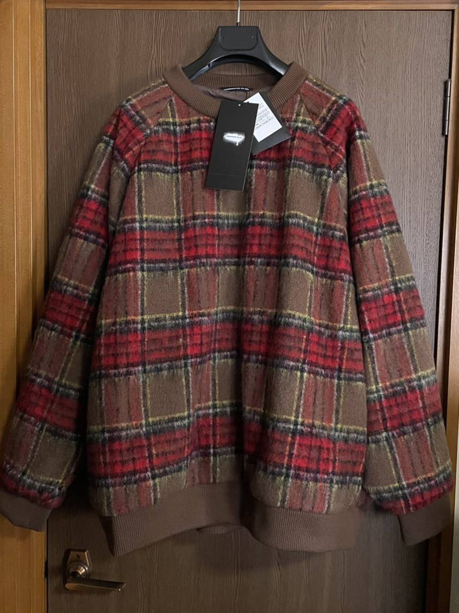 3新品59%off UNDERCOVER フランネル オーバーサイズ ニット セーター 長袖 22AW size 3 L アンダーカバー メンズ ブラウン チェック 柄拍卖