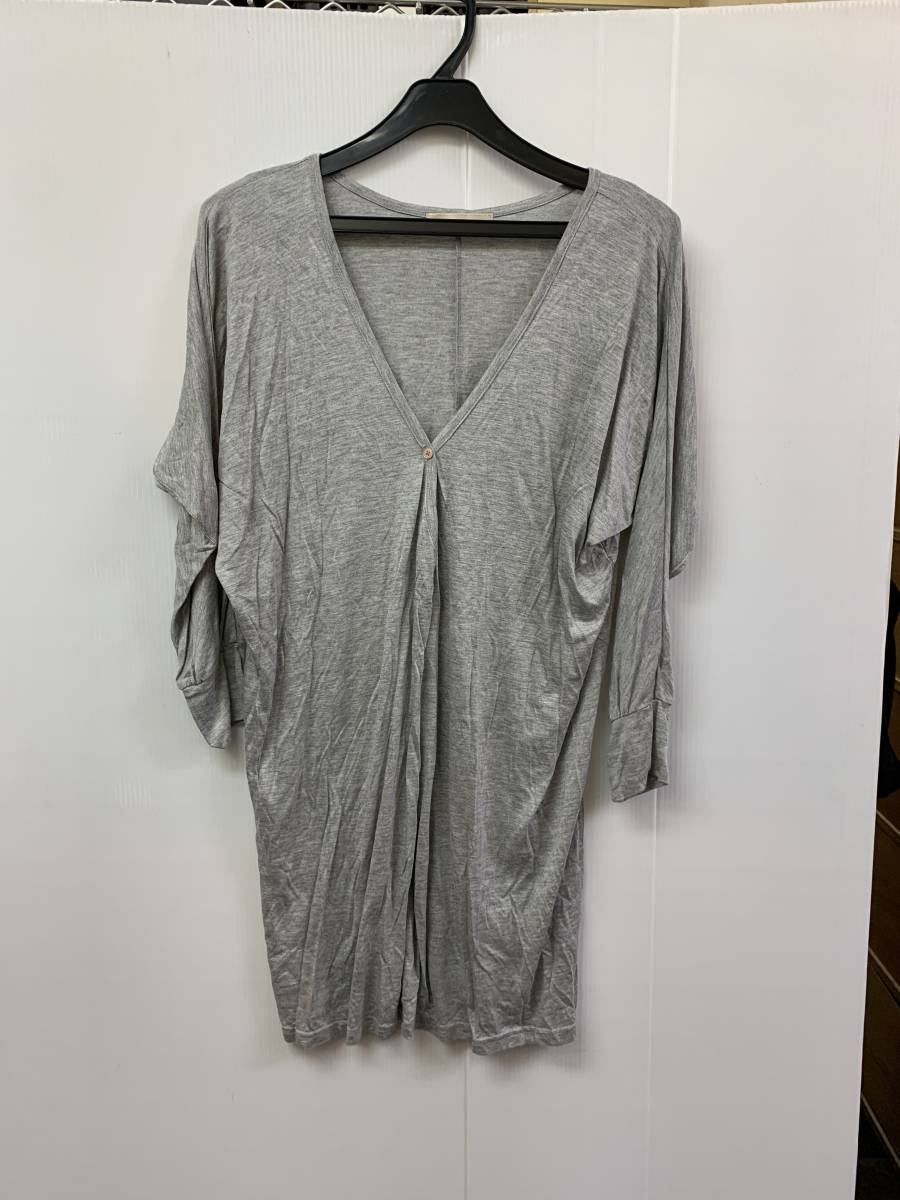 w390★INTER PLANET WINGS  七分袖チュニック グレー  サイズ38★春拍卖