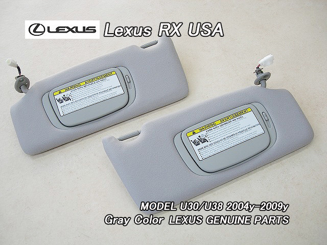 ハリアーU30U38/LEXUS/レクサスRX330RX350RX400h純正USサンバイザーAssy左右グレー(Gray)/USDM北米仕様USA英文字注意書きルームバイザー拍卖