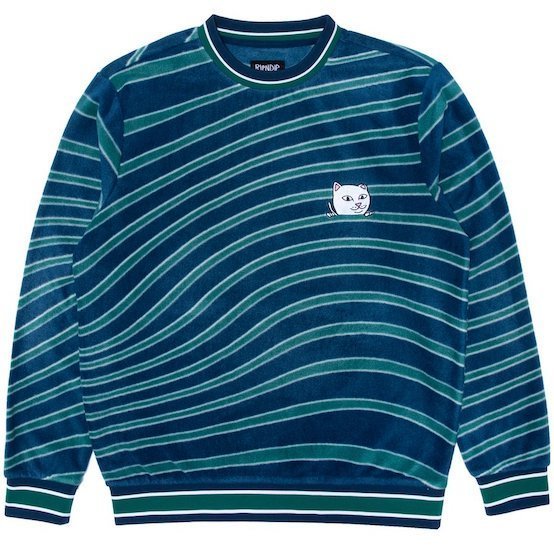 Ripndip Dizzy Nermal Polar Fleece Crewneck Navy/Teal M拍卖