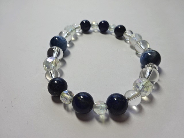 パワーストーンブレスレット カイヤナイアト・ラピスラズリ他<潜在能力の発揮・新たな自分を開拓>16㎝ 西022拍卖