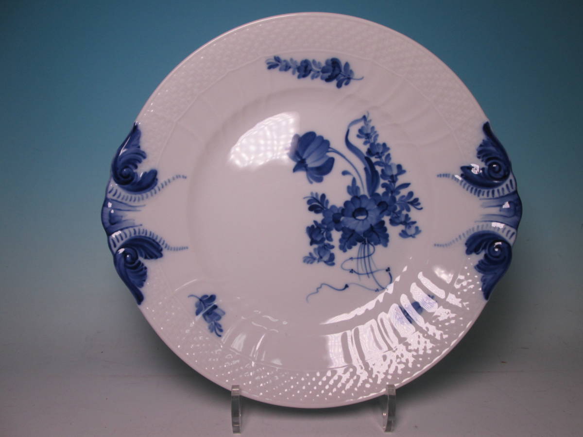 ☆Royal Copenhagen ロイヤルコペンハーゲン ブルーフラワー 27cm B&Bプレート ホワイト ブルー 共ケース付拍卖