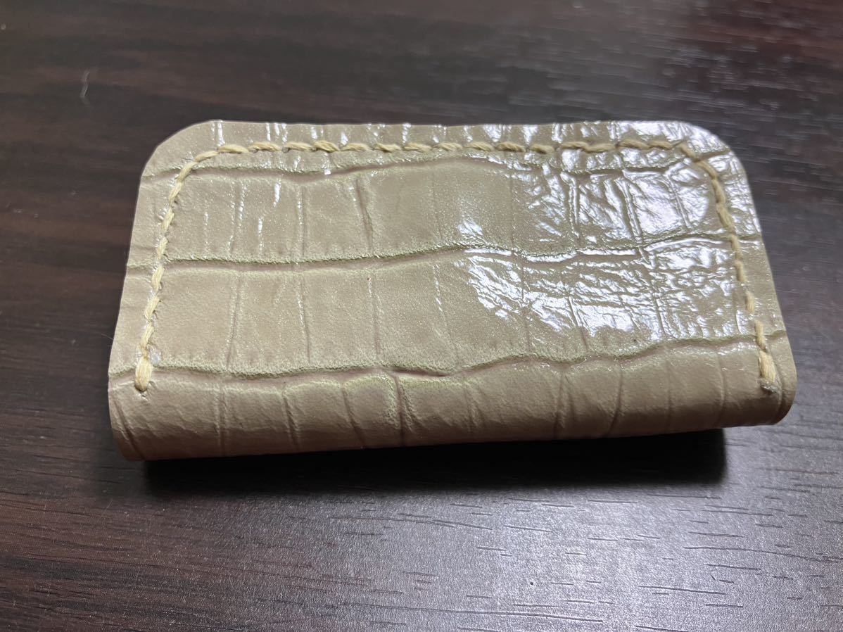 財布 小銭入れ コインケース 本革 牛革 クロコ型押し ハンドメイド拍卖