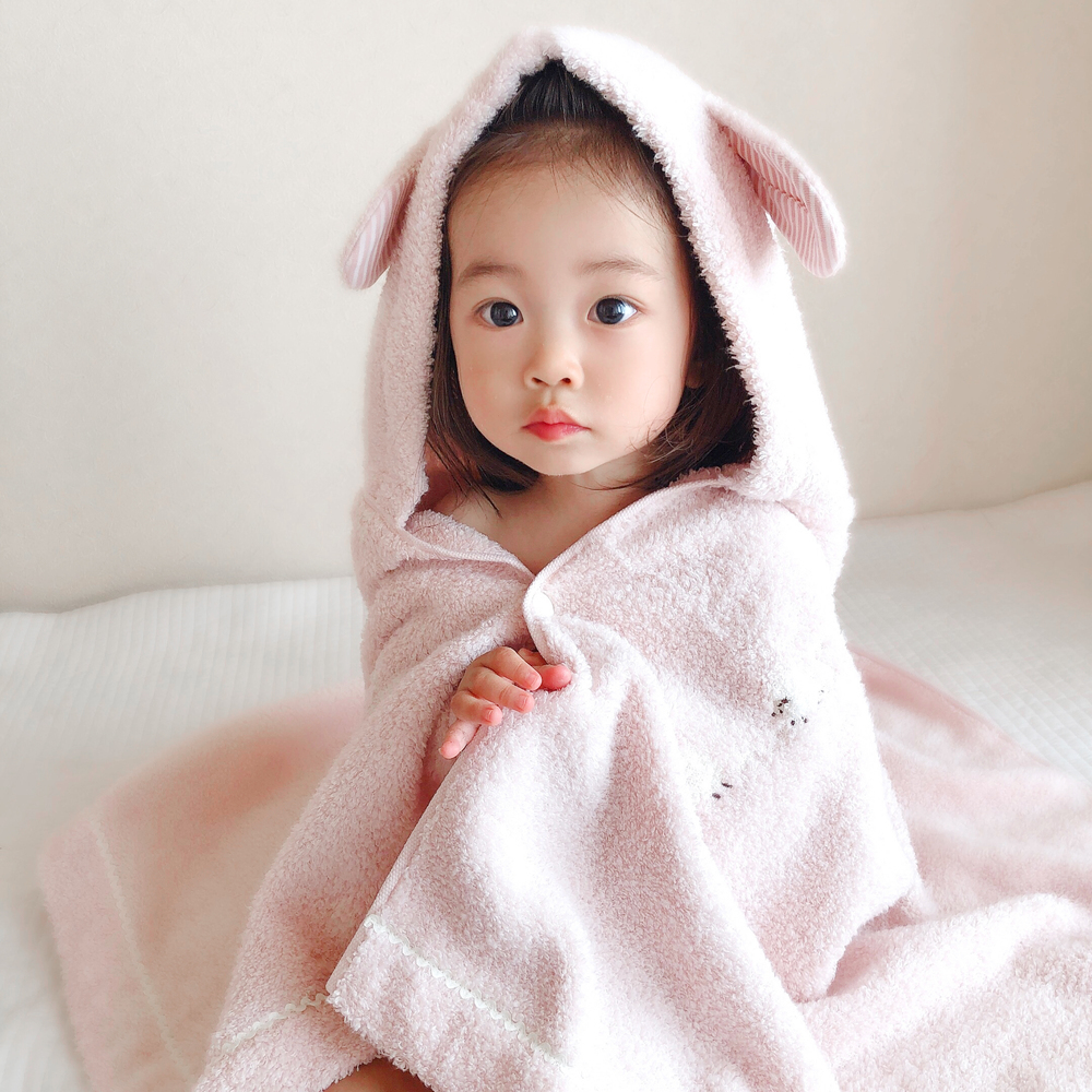 ☆ ピンク バスタオル フード付き 通販 可愛い おしゃれ ふわふわ ふんわり タオル 今治 日本製 綿 コットン 100% バスローブ 子ども ひつ拍卖