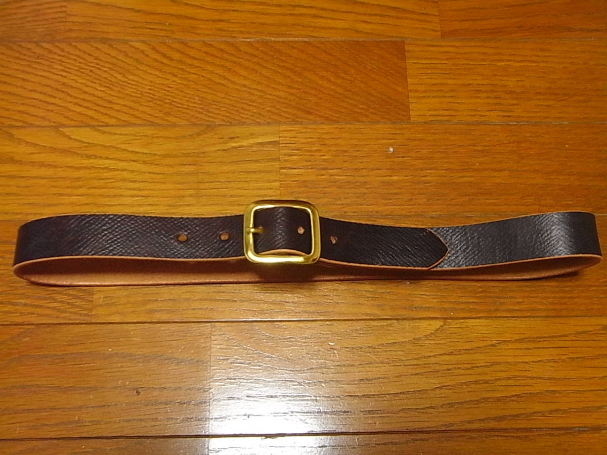 激レア Horween USA ホーウィン ヌメ革 x 真鍮 バックル ギャリソン ベルト 30mm幅 型押し ハッチグレイン FILSON Alfonso WESCO拍卖
