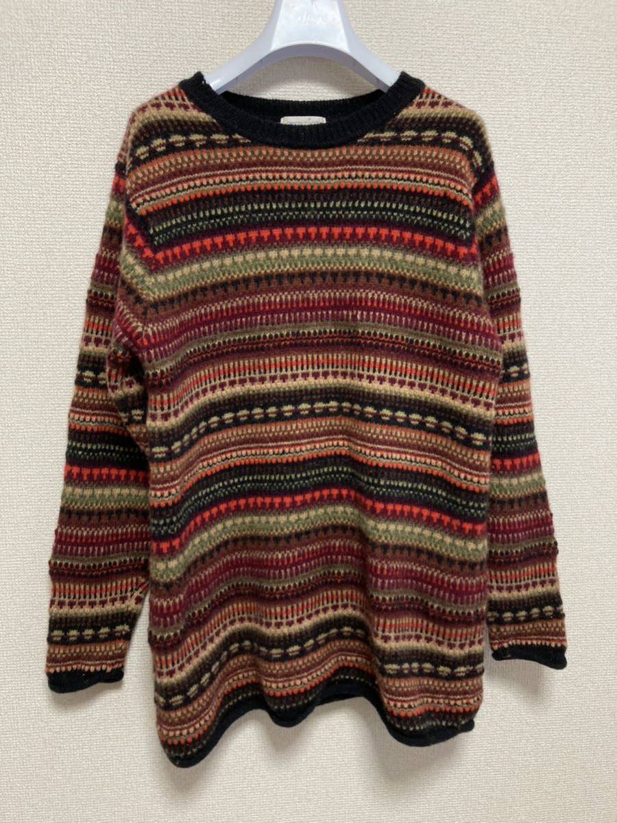 90's ヴィンテージ pierre cardin ピエールカルダン 総柄ニットセーター デザインニット マルチカラー拍卖