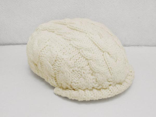 柄編みニットハンチングキャップ 白ホワイト / KNITCAP帽子ワッチ拍卖