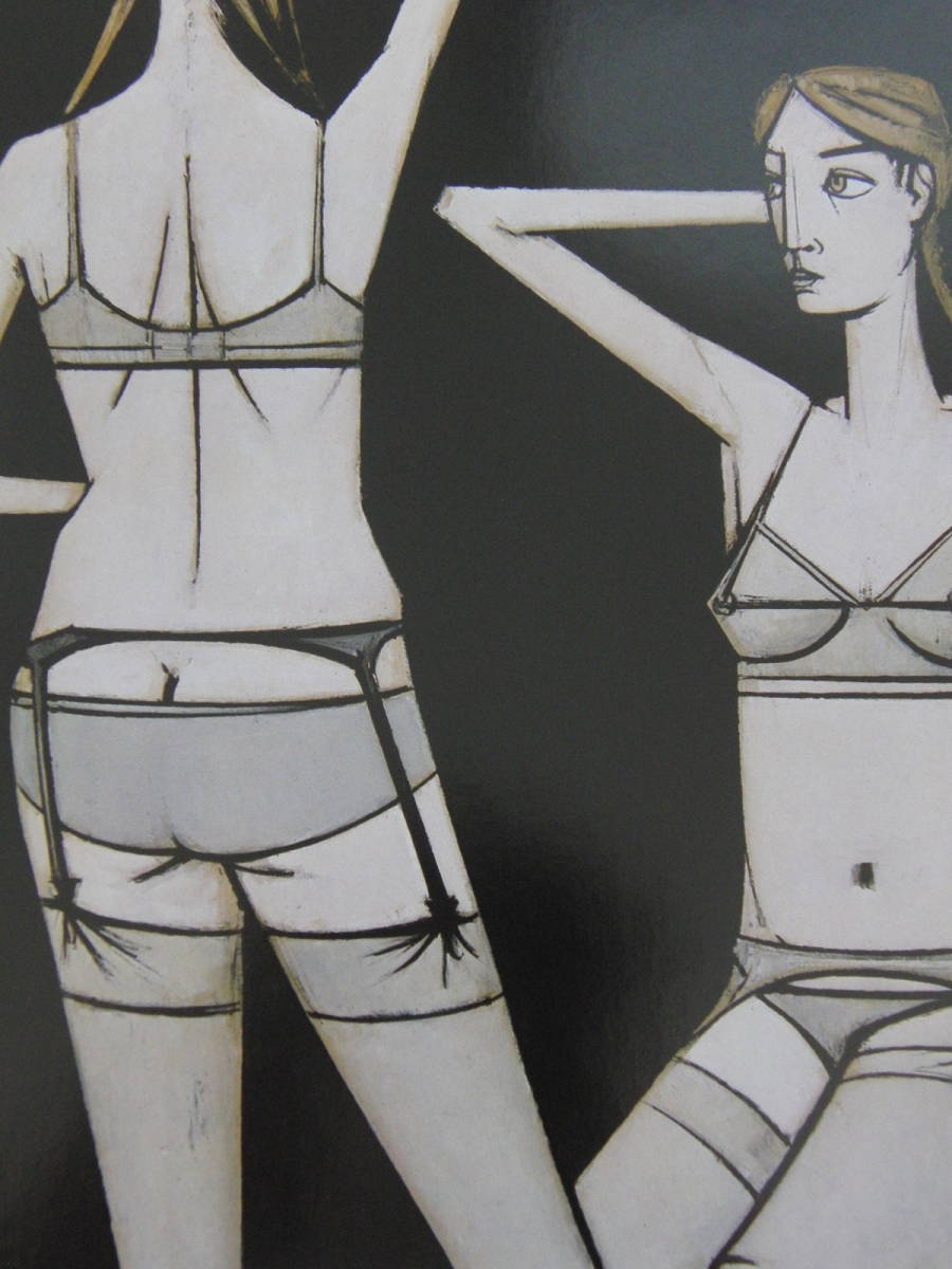 ベルナール・ビュッフェ「Deux femmes」希少画集の額装画、人気作品、オーダーマット付・日本製新品額入り、Bernard Buffet拍卖