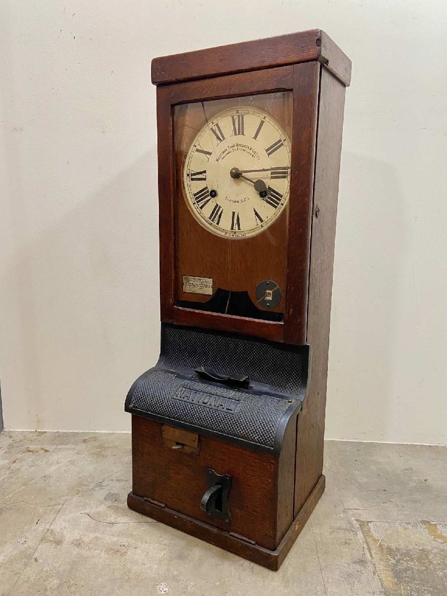 NATIONAL ナショナル 英国 イギリス アンティーク ヴィンテージ 時計 タイムレコーダー ENGLAND ディスプレイ 店舗什器 インテリア拍卖