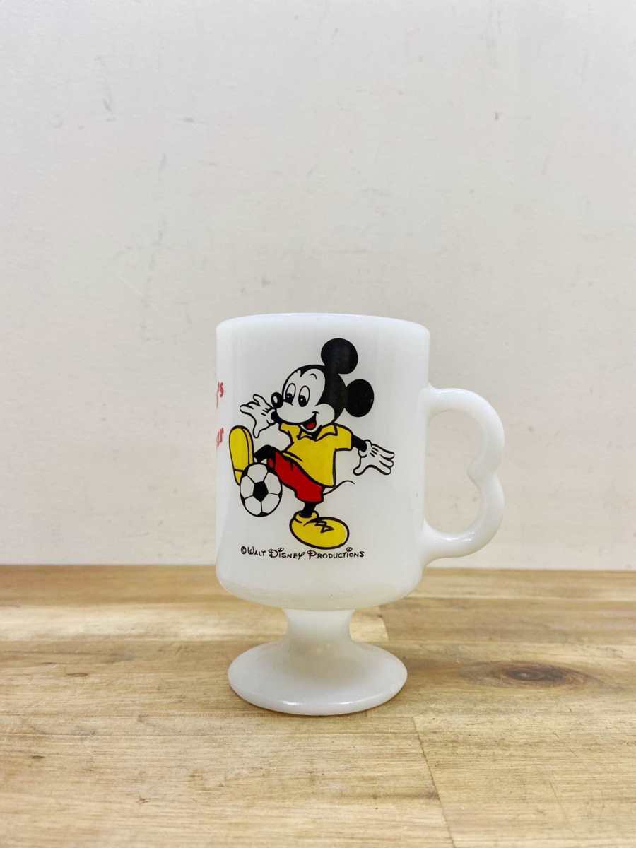 アメリカ フェデラル Federal ミッキー ドナルド ディズニー サッカー ミルクガラス コレクション 食器 マグカップ ヴィンテージ 【568】拍卖