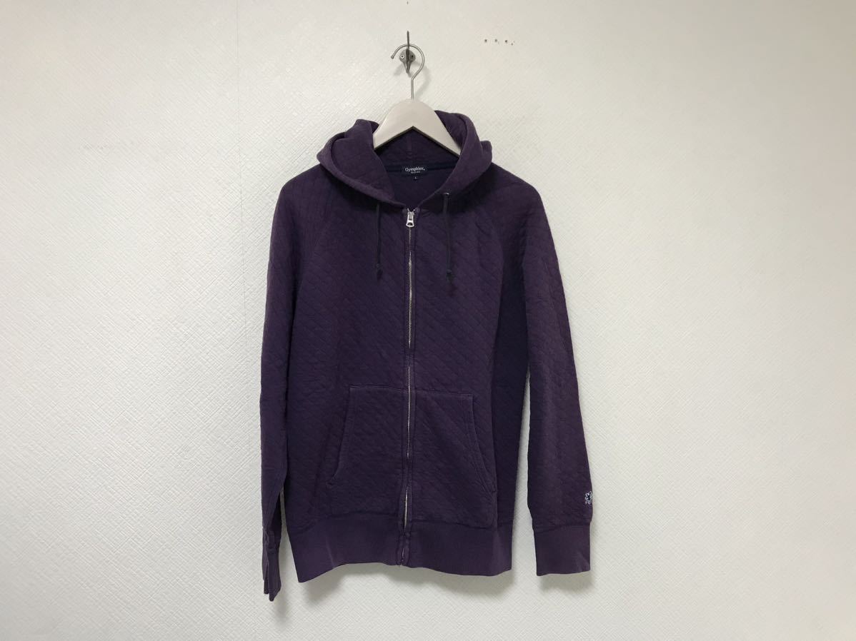 本物ジムフレックスGymphlexキルティングコットンスウェットトレーナー長袖ジップパーカーメンズアメカジサーフミリタリーL紫パープル拍卖