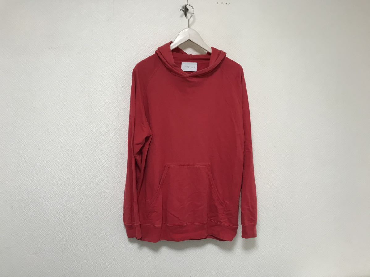 本物アダムエロペADAMETROPEコットン薄手スウェットトレーナー長袖プルオーバーパーカーメンズアメカジサーフL赤レッド拍卖
