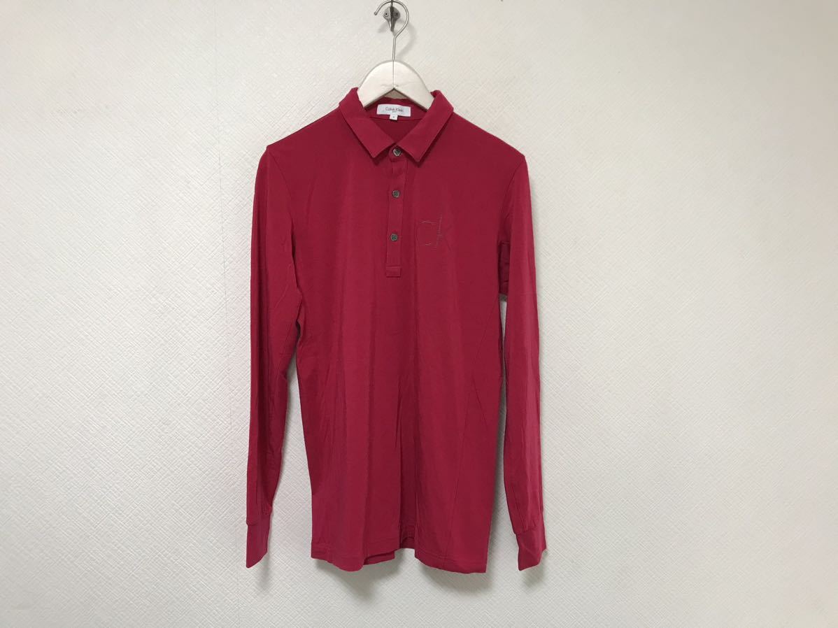 本物カルバンクラインゴルフCalvin Klein GOLFストレッチ長袖ポロシャツメンズミリタリーアメカジサーフビジネスMピンク日本製スポーツ拍卖