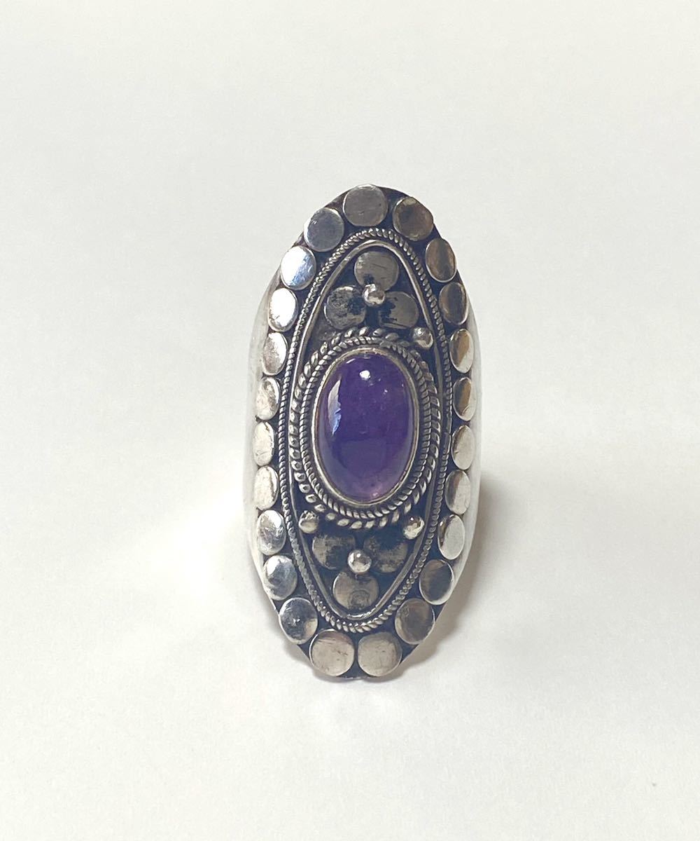 アメジストリング 19号 シルバー925 SILVER カラーストーン 天然石 拍卖