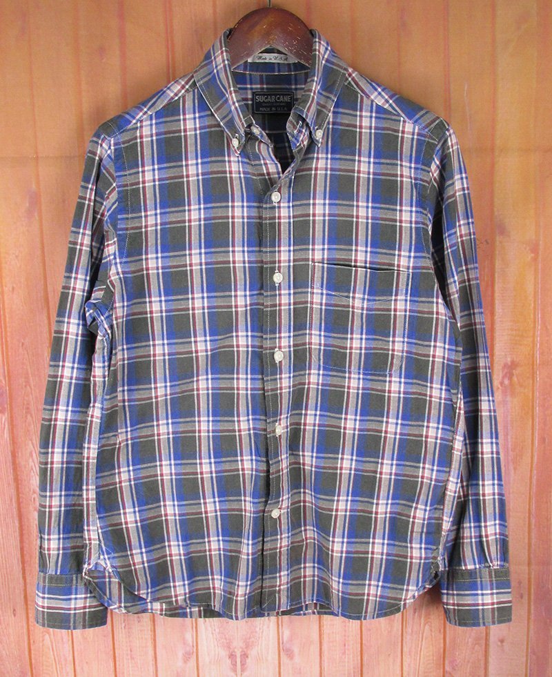 LAS7454 東洋 SUGARCANE シュガーケーン チェック ボタンダウンシャツ USA製 SMALL 14-14 1/2拍卖