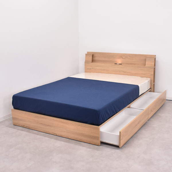 【限定送料無料】照明コンセント 引き出しサイドラック付 ダブルベッド アウトレット家具【新品 未使用 展示品】0033648拍卖