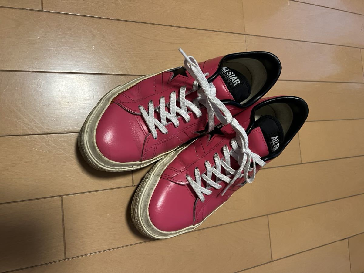 converse コンバース ワンスター本革限定色 7.5インチ ピンク白色 美品です。拍卖