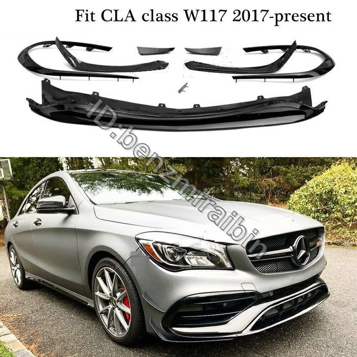 W117 フロント バンパー リップ メルセデス CLA クラス C117 CLA180 CLA200 CLA250 CLA 45 AMG 2017 2018 黒 シューティング ブレイク拍卖