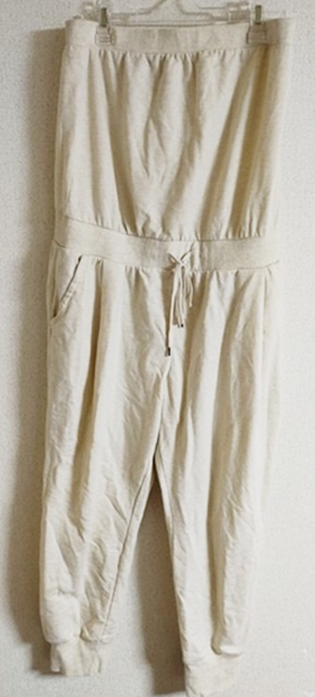 Lサイズ UNIQLO ユニクロ 長ズボン チューブトップ ロンパース つなぎ ベージュ クリーム色拍卖