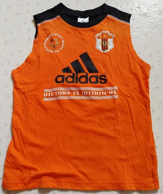 130㎝ adidas アディダス タンクトップ ノースリーブ Tシャツ オレンジ×黒拍卖