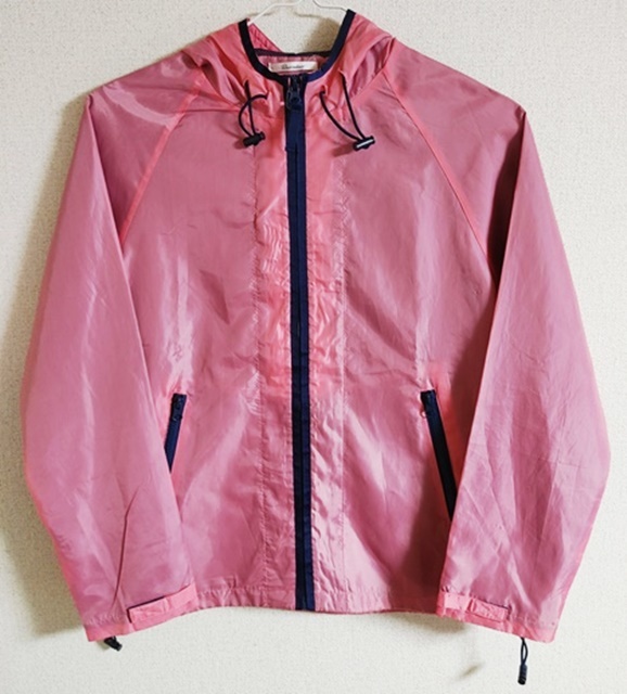 Mサイズ Barndoor 長袖 ウインドブレーカー フード付き パーカー 裏メッシュ ピンク×紺色拍卖