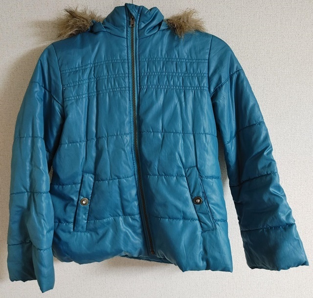 140㎝ Sunny River 長袖 中綿 ジャンバー ファーフード 緑系拍卖