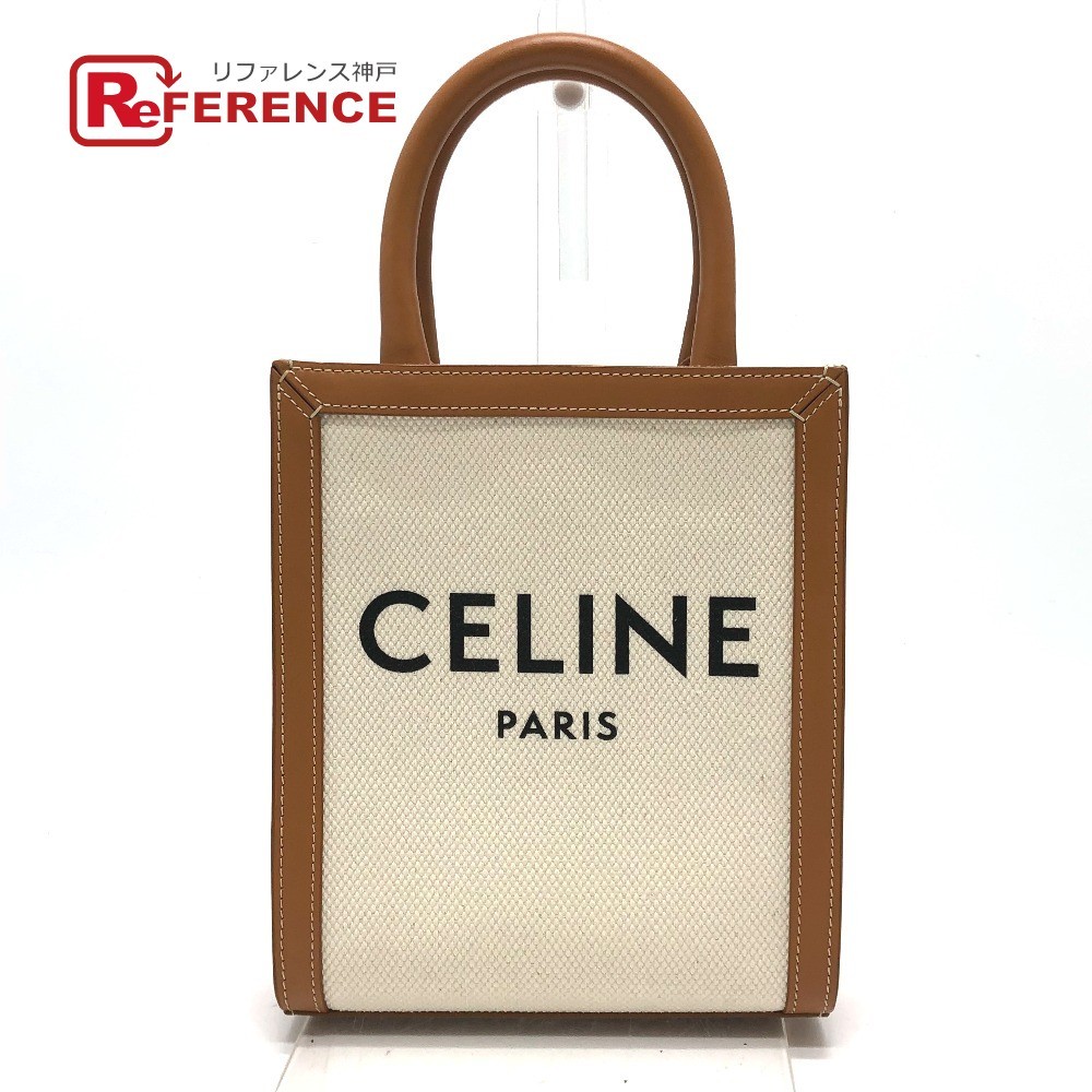 CELINE セリーヌ ロゴ バーティカルカバ ミニ 2WAY ショルダーバッグ キャンバス/レザー ベージュ レディース【中古】拍卖