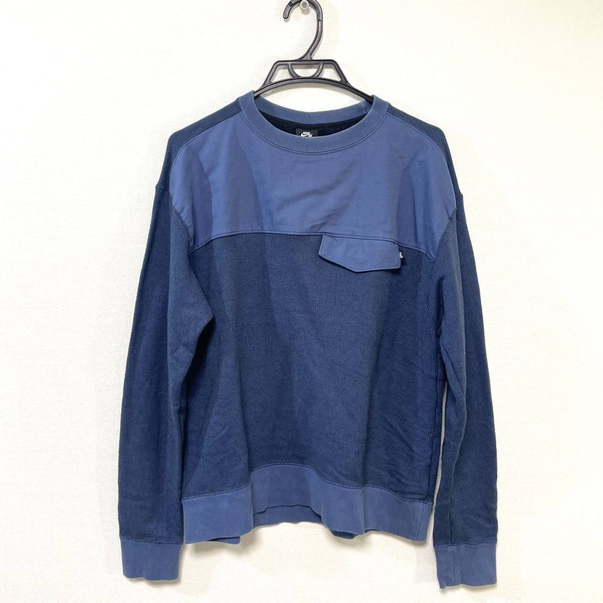 ★良品★NIKE ナイキ スウェット トレーナー メンズL 胸ポケット ブルー拍卖