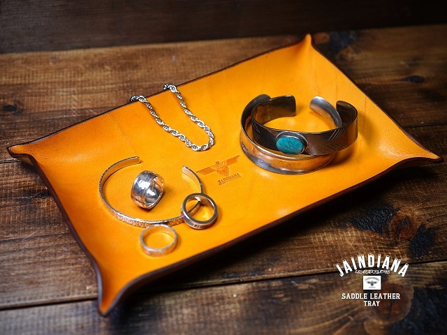 サドルレザー・トレイ パンキッシュイエロー ハンドメイド拍卖