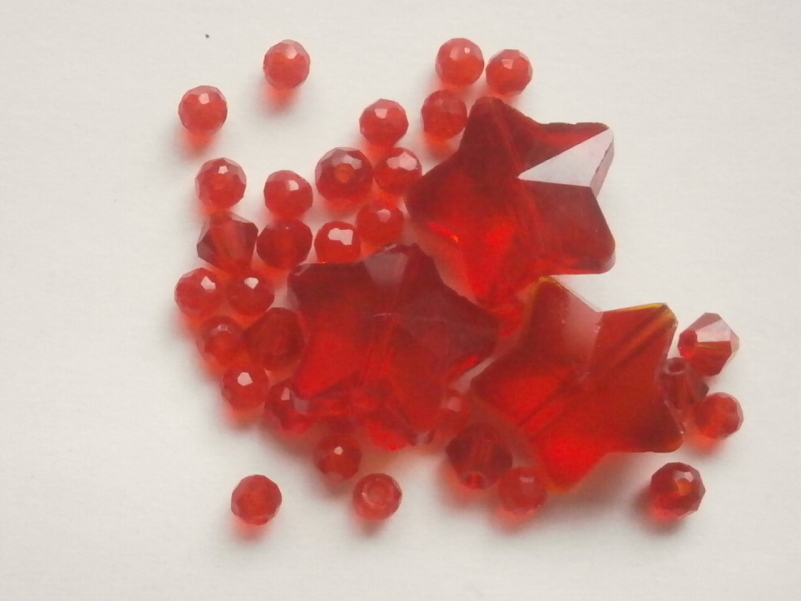 ガラスビーズ★スター★レッド系★1拍卖