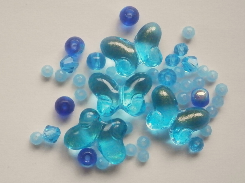 ガラスビーズ★蝶々★タイプ E★ブルー系★2拍卖